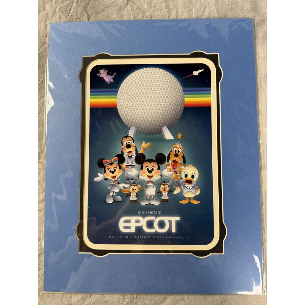 Disney Parks Friends of Epcot Jerrod Maruyama Art Print 14x18 Spaceship Earth
